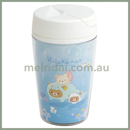 San-X | Rilakkuma Clear Tumbler (Relax Mood In The Ocean) 350Ml 轻松熊 随身杯/便携咖啡杯 底部防滑设计（海洋系列）