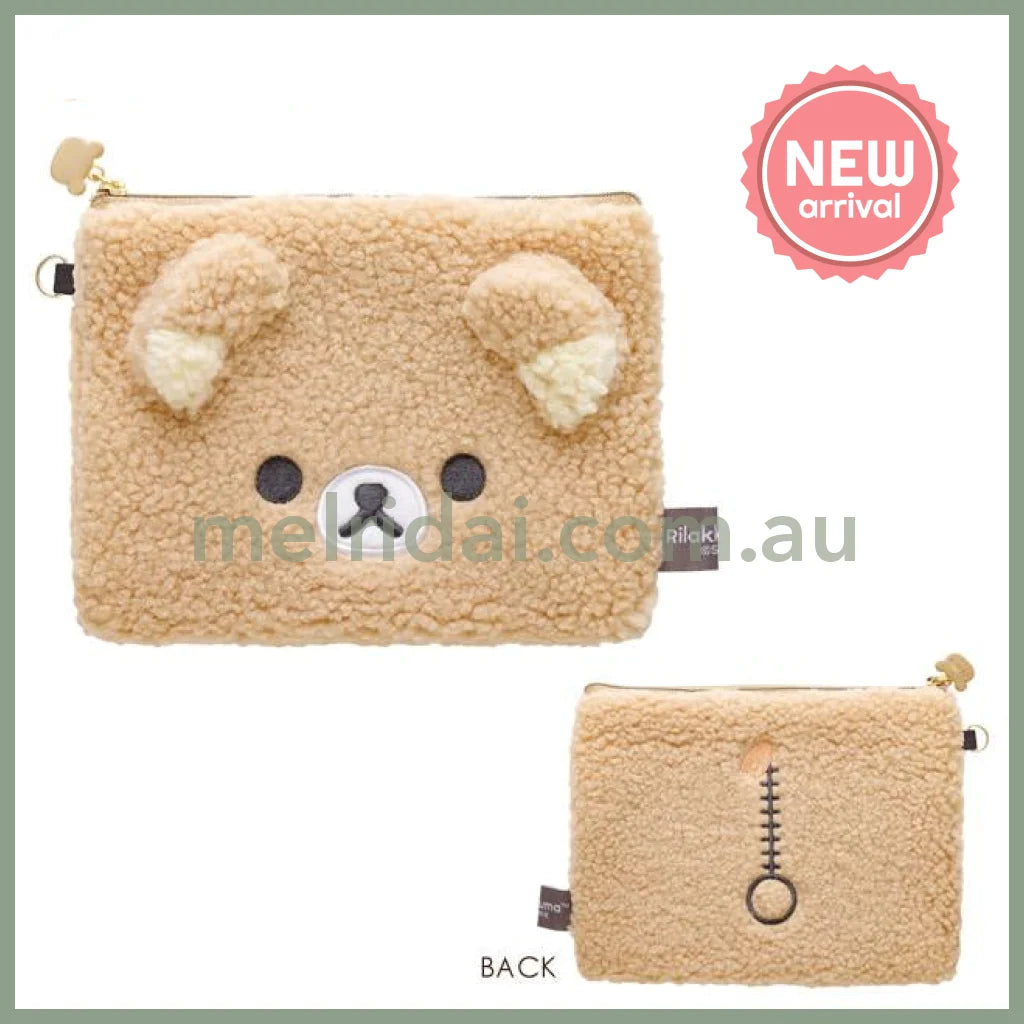 SAN-X | Rilakkuma Flat Pouch 120×170×15mm (New Basic BOA ITEMS Moko Moko Fluffy)