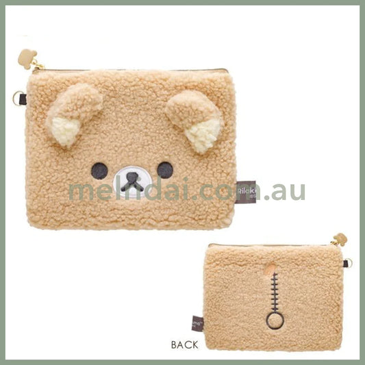 SAN-X | Rilakkuma Flat Pouch 120×170×15mm (New Basic BOA ITEMS Moko Moko Fluffy)