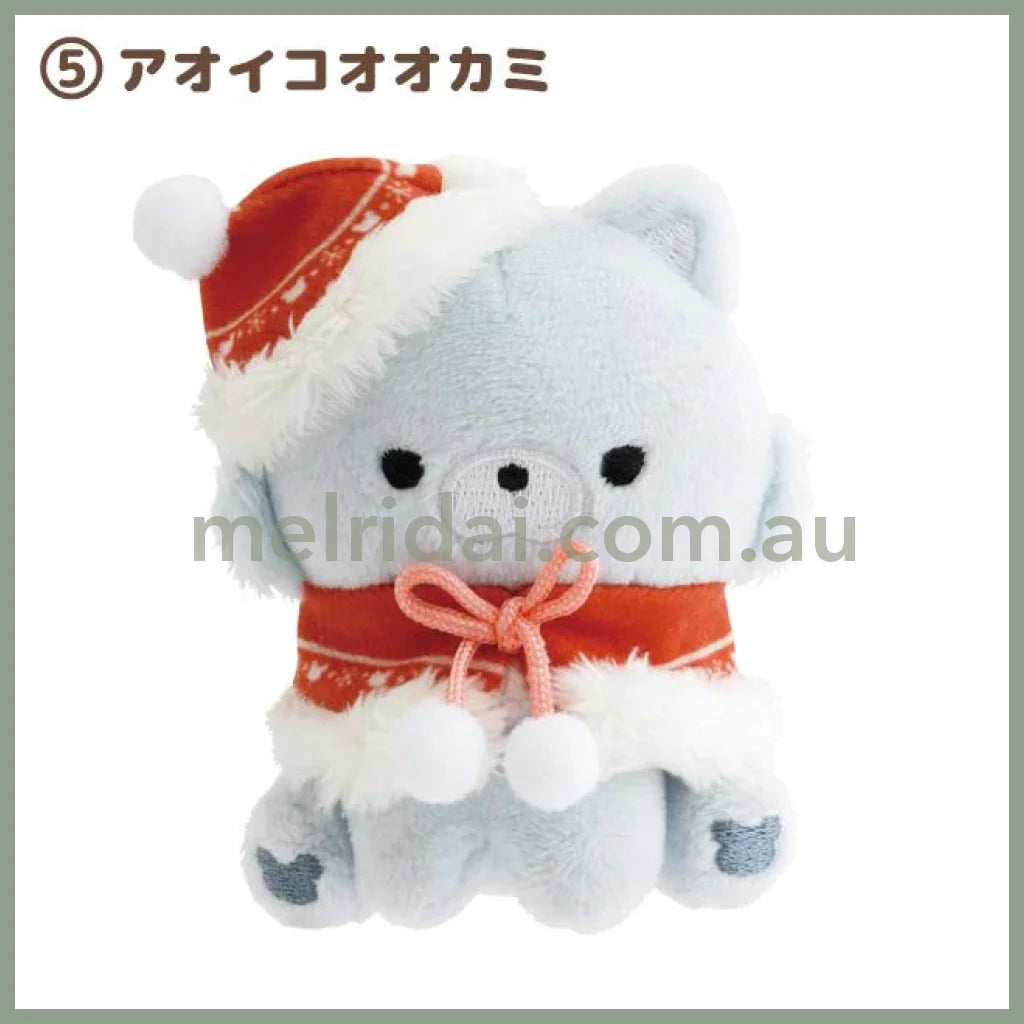 SAN-X | Rilakkuma Hand-held Plush Tenori Plush 85×70×40mm (Honey Forest Christmas 2025) 5.Aoi Ko Okami