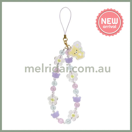SAN-X | Rilakkuma Hand Strap Phone Charm 140×50mm (Basic Flower Sparkling Bead)