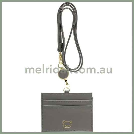 SAN-X | Rilakkuma ID Holder Card Case Reel 80×100mm (Gray Black)