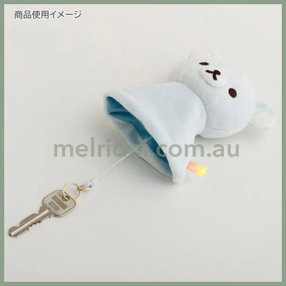 SAN-X | Rilakkuma Keychain Key Holder Reel Blue 130×95×50mm (Umbrella Rain then Sunny)
