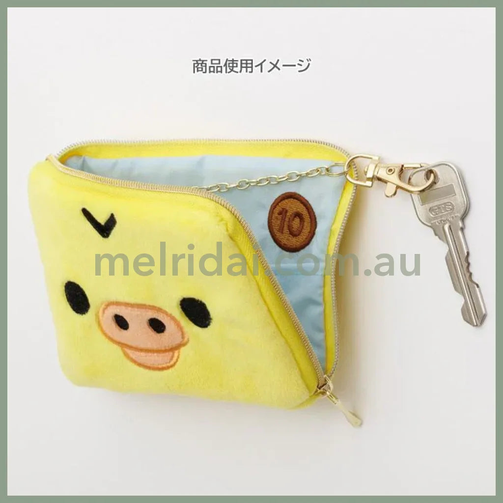 SAN-X | Rilakkuma Kiiroitori Plush Square Pass Case Pouch Reel 100×130×20mm
