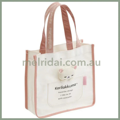 SAN-X | Rilakkuma Korilakkuma Canvas mini Tote Bag With Plush Mascot 240×250×100mm (Basic Rilakkuma Favorite Things