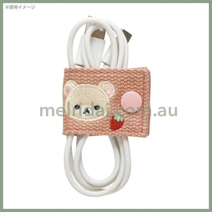 SAN-X | Rilakkuma Korilakkuma Cord Holder Embroidered Grey 40×105mm