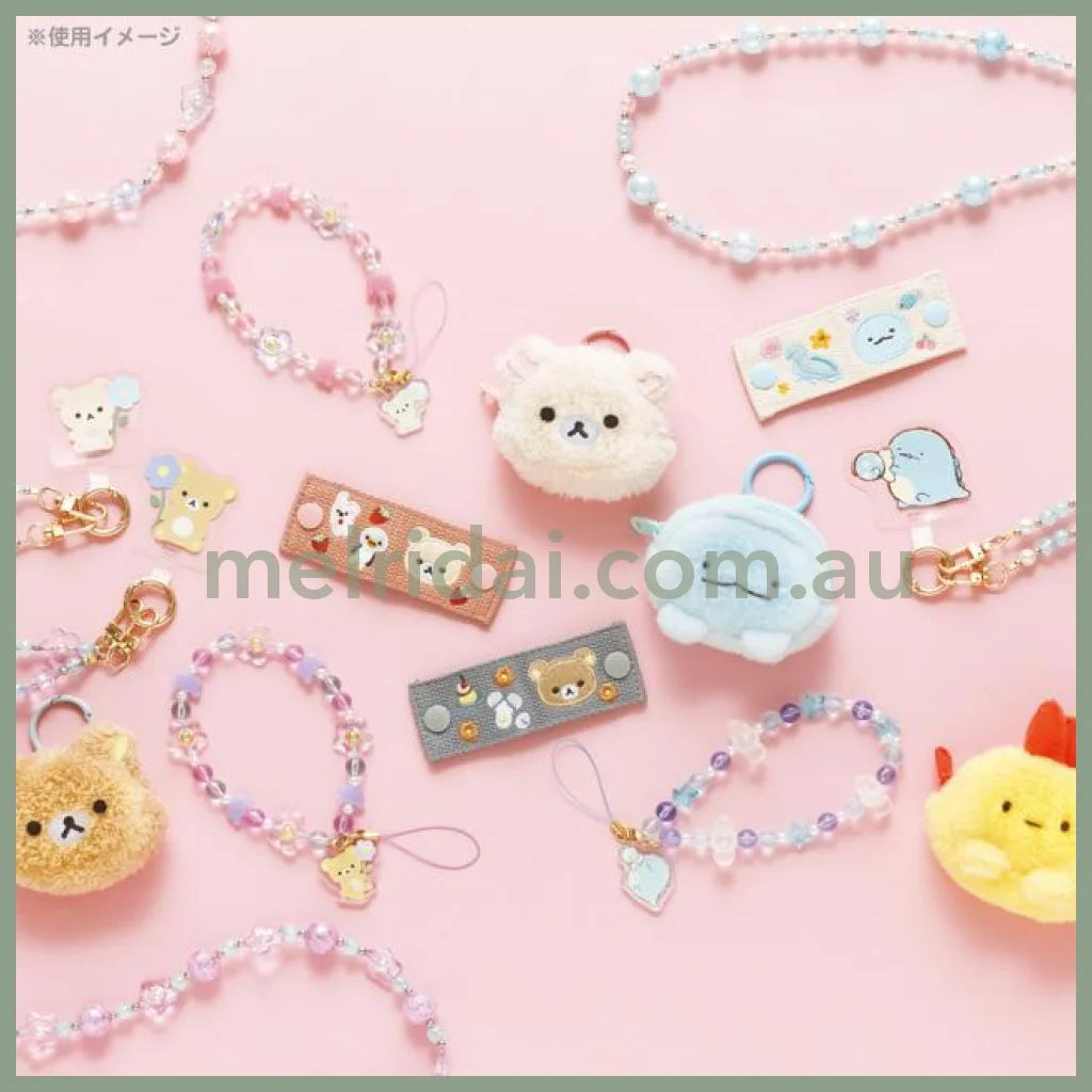 SAN-X | Rilakkuma Korilakkuma Cord Holder Embroidered Grey 40×105mm