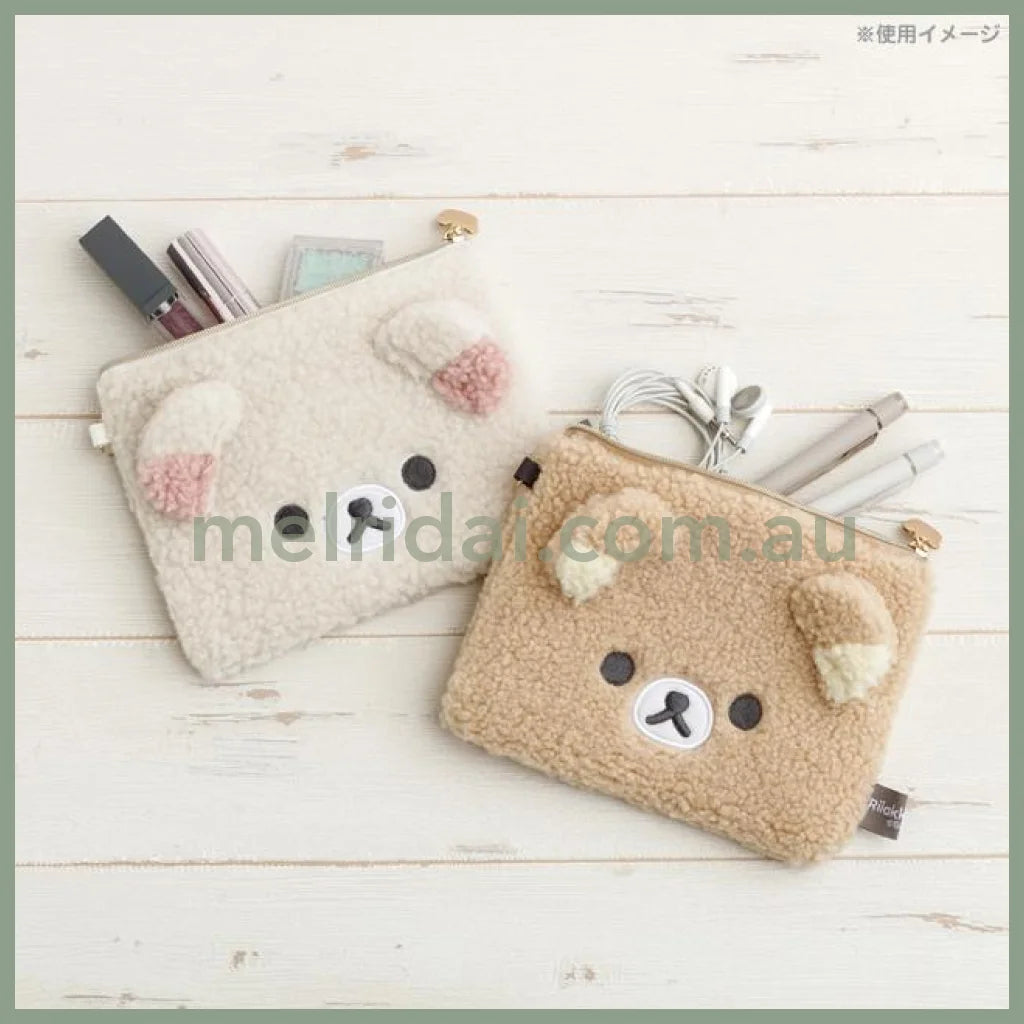 SAN-X | Rilakkuma Korilakkuma Flat Pouch 120×170×15mm (New Basic BOA ITEMS Moko Moko Fluffy)