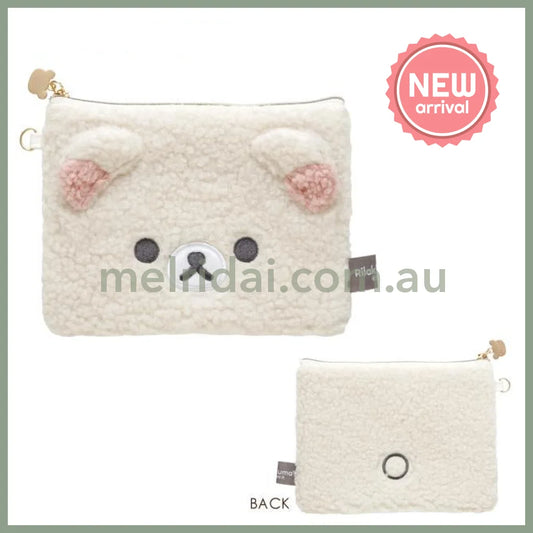 SAN-X | Rilakkuma Korilakkuma Flat Pouch 120×170×15mm (New Basic BOA ITEMS Moko Moko Fluffy)
