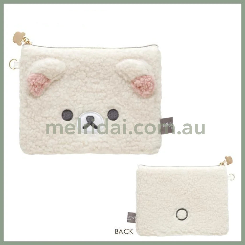SAN-X | Rilakkuma Korilakkuma Flat Pouch 120×170×15mm (New Basic BOA ITEMS Moko Moko Fluffy)