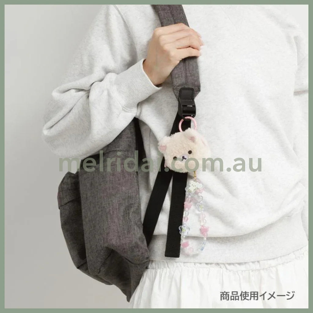 SAN-X | Rilakkuma Korilakkuma Fluffy Face Mascot Mini Pouch with Carabiner 60×75×30mm