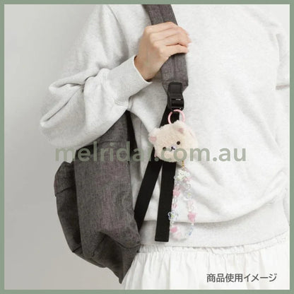 SAN-X | Rilakkuma Korilakkuma Fluffy Face Mascot Mini Pouch with Carabiner 60×75×30mm