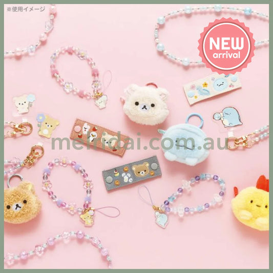 SAN-X | Rilakkuma Korilakkuma Hand Strap Phone Charm 140×50mm (Basic Flower Sparkling Bead)
