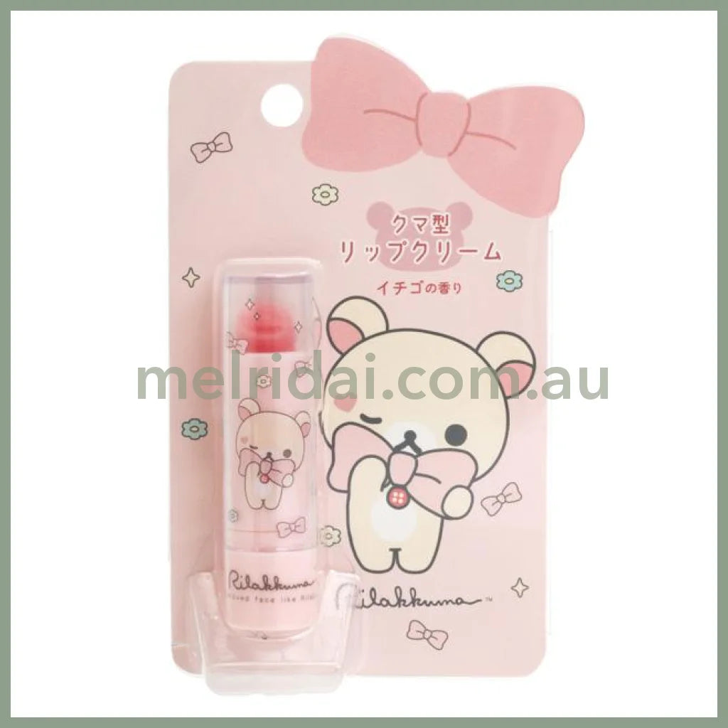 SAN-X | Rilakkuma Korilakkuma Makeup Bear-Shaped Lip Balm 75xΦ20mm (Strawberry Scent)