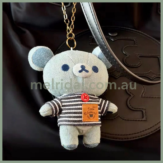 SAN-X | Rilakkuma Korilakkuma Mascot Holder Plush Keychain Bag Charm Denim（Kurashiki Limited)