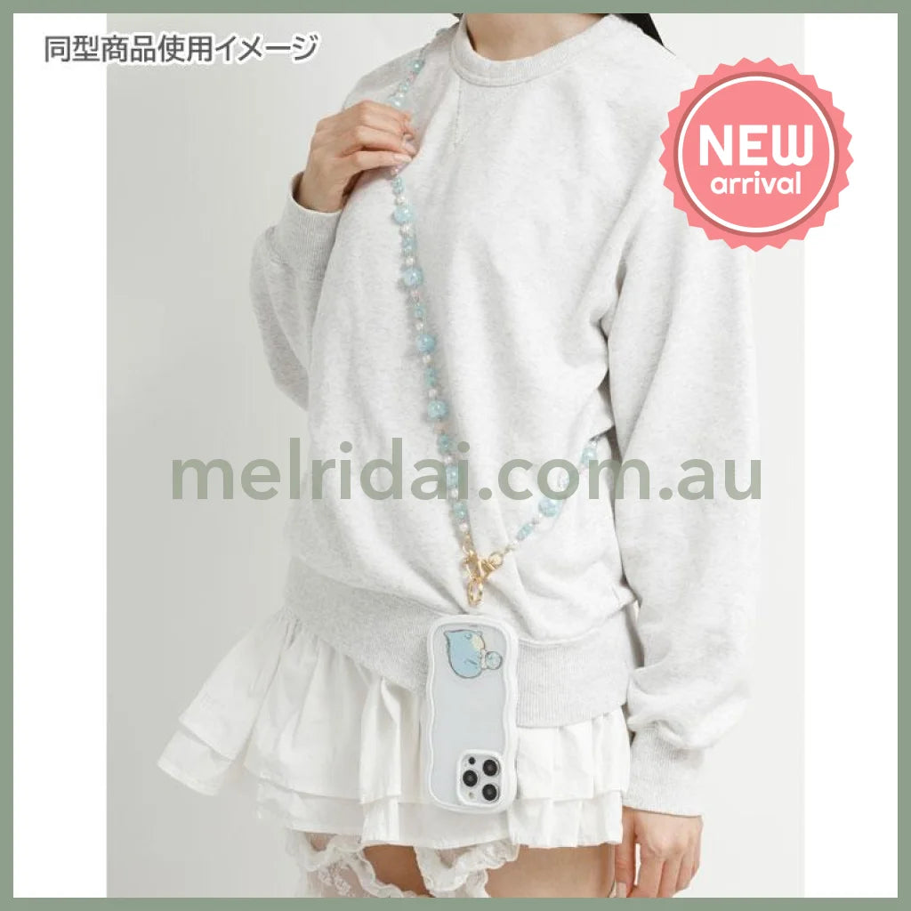 SAN-X | Rilakkuma Korilakkuma Smartphone Shoulder Strap 218×80×30mm (Basic Rilakkuma Flower Sparkling Bead)