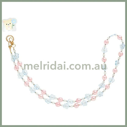 SAN-X | Rilakkuma Korilakkuma Smartphone Shoulder Strap 218×80×30mm (Basic Rilakkuma Flower Sparkling Bead)