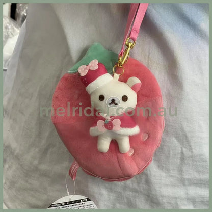 SAN-X | Rilakkuma Korilakkuma with Strawberry Mascot Holder Plush Keychain