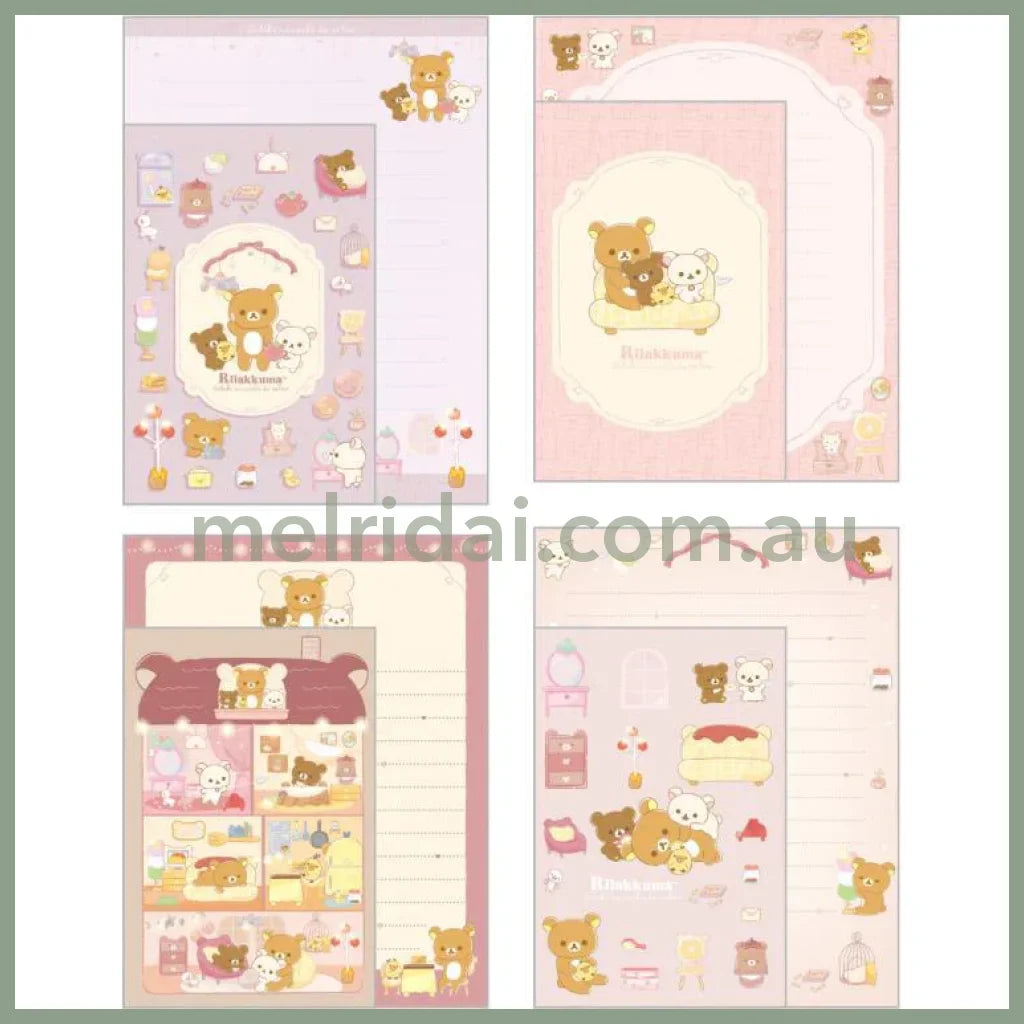 San-X | Rilakkuma Letter Set - 24 Sheets Of Letter Paper 12 Envelopes 4 Designs (Lovely House)