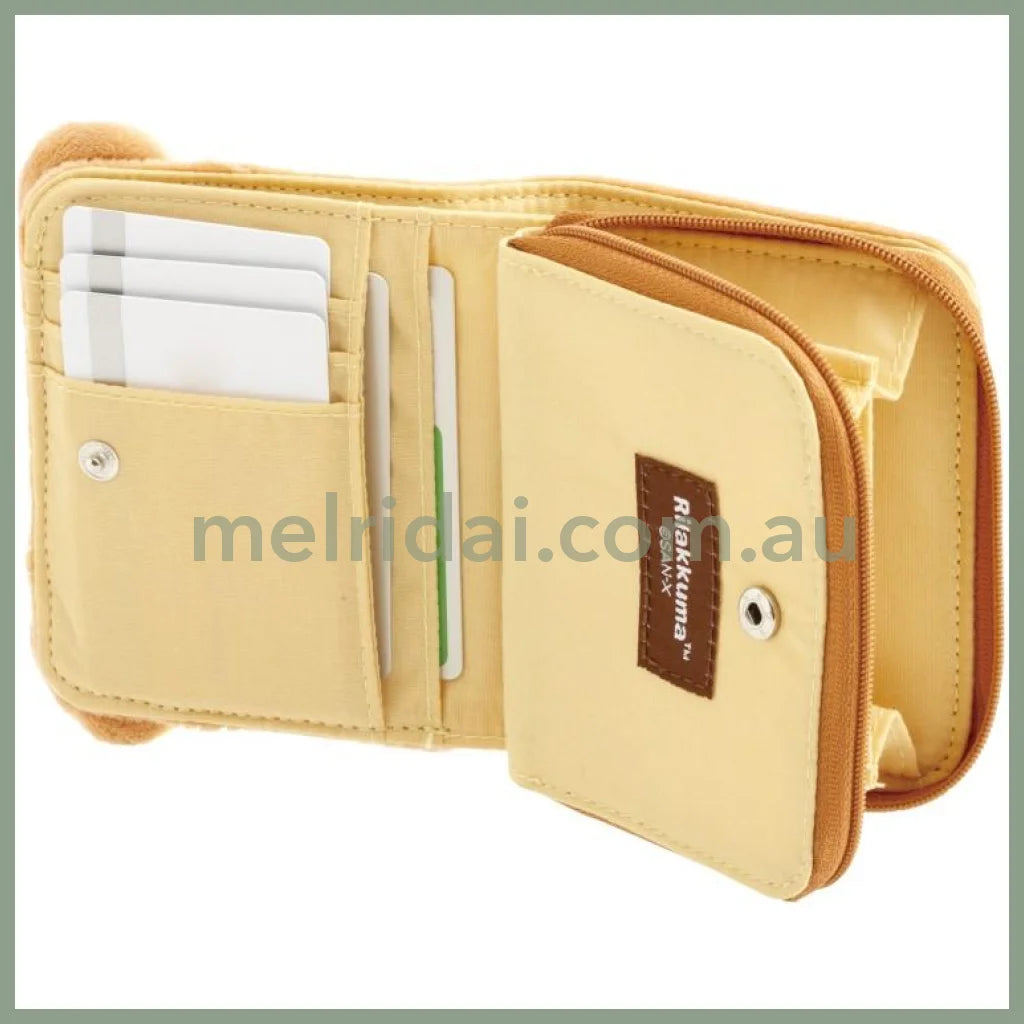 SAN-X | Rilakkuma Mascot Plush Face Bifold Wallet 110×120×35mm (Rilakkuma)