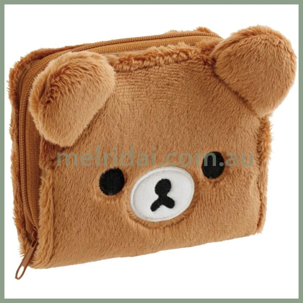 SAN-X | Rilakkuma Mascot Plush Face Bifold Wallet 110×120×35mm (Chairoikoguma)