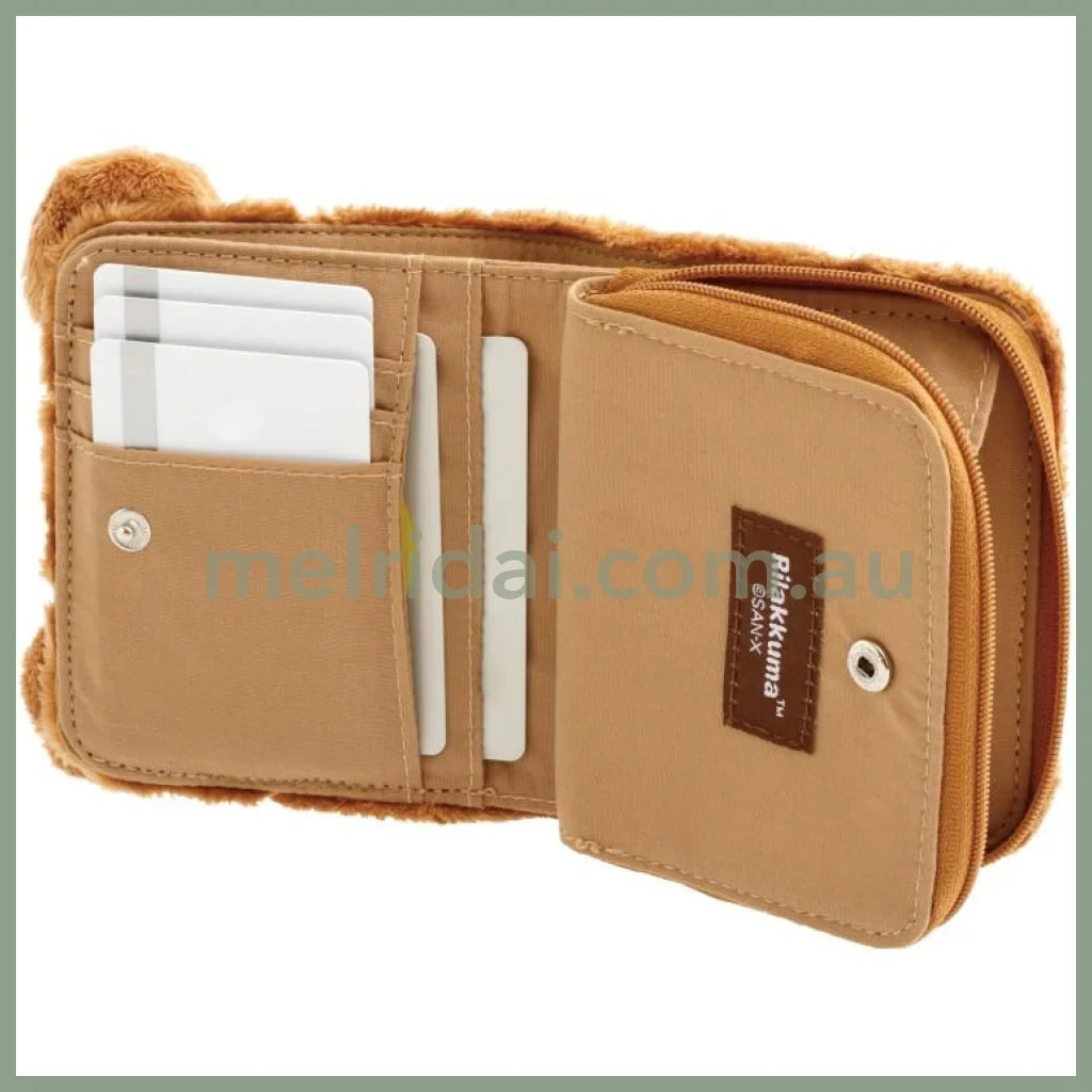 SAN-X | Rilakkuma Mascot Plush Face Bifold Wallet 110×120×35mm (Chairoikoguma)