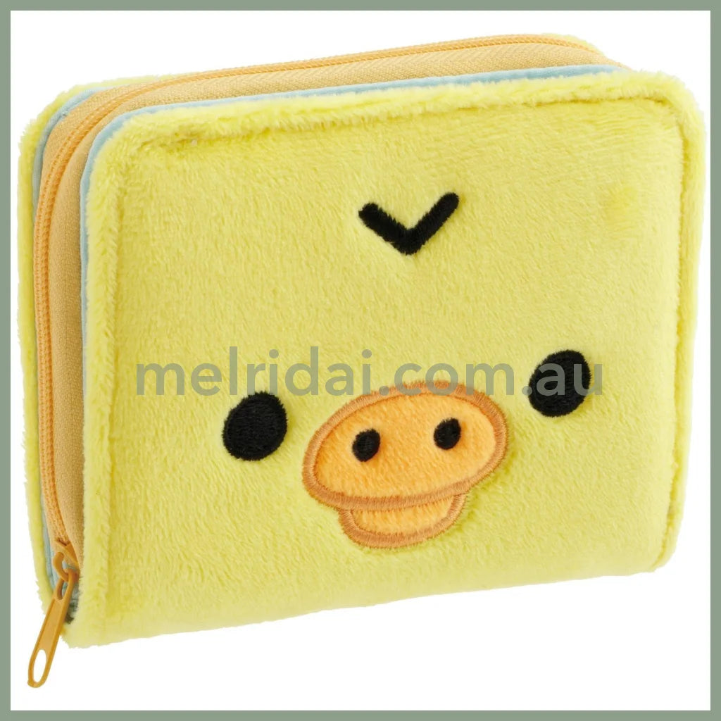SAN-X | Rilakkuma Mascot Plush Face Bifold Wallet 110×120×35mm (Kiiroitori)