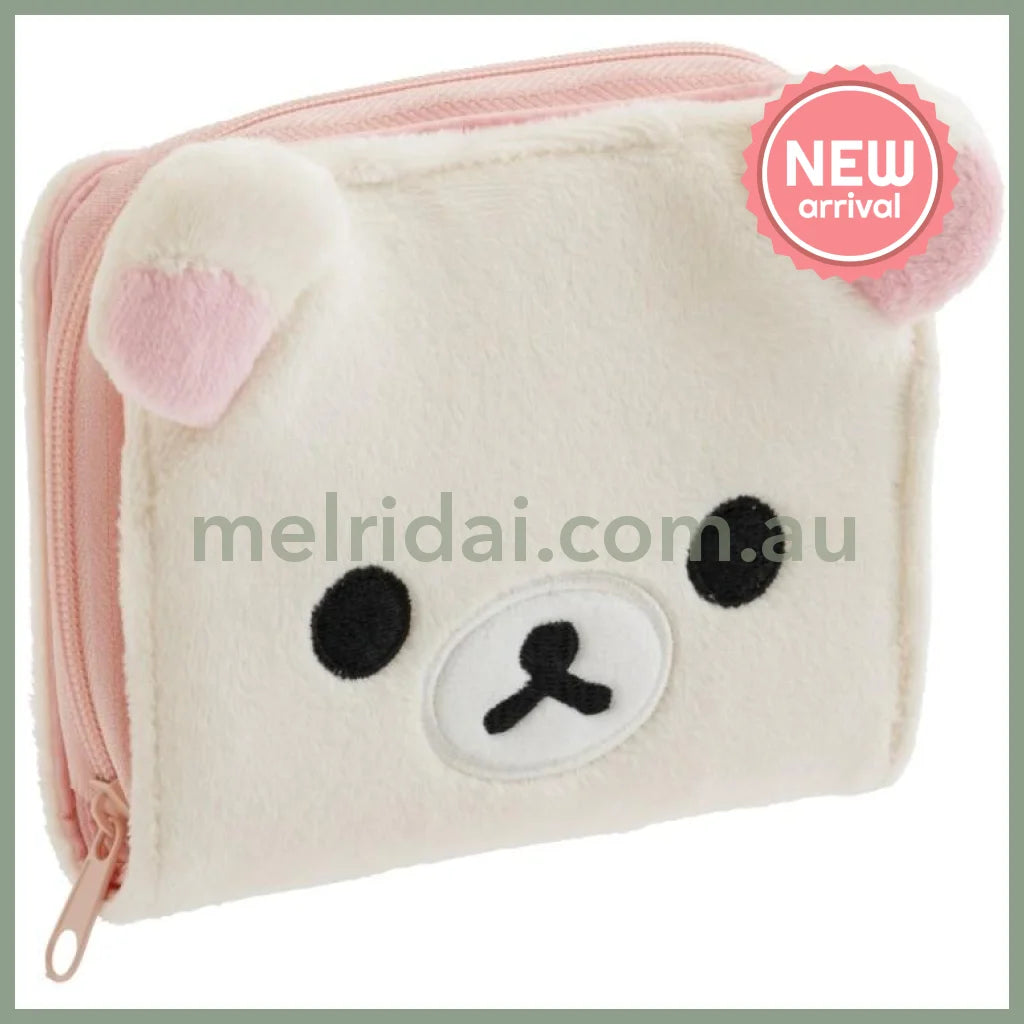 SAN-X | Rilakkuma Mascot Plush Face Bifold Wallet 110×120×35mm (Korilakkuma)