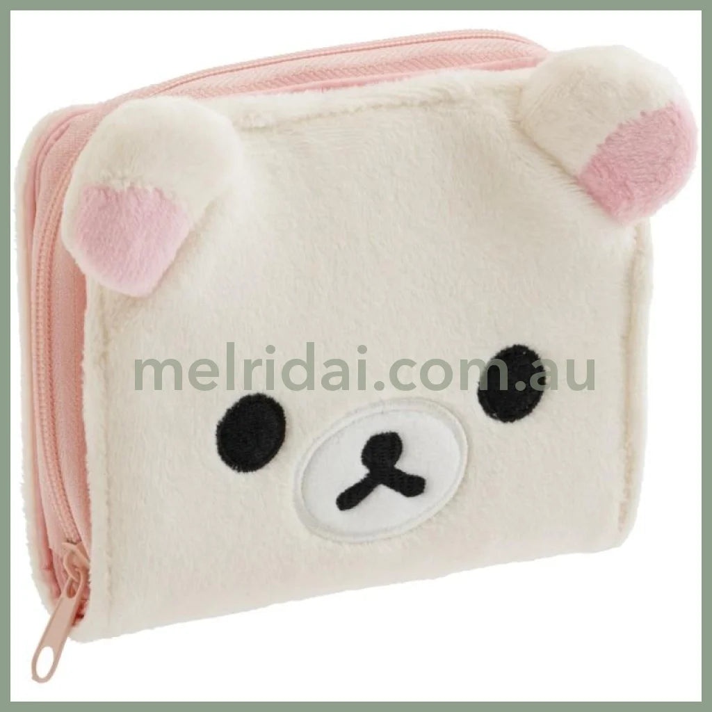 SAN-X | Rilakkuma Mascot Plush Face Bifold Wallet 110×120×35mm (Korilakkuma)