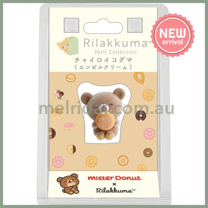 SAN-X | Rilakkuma x Mister Donut Chairoikoguma Petit Flocked Mini Figure 35x30x30mm