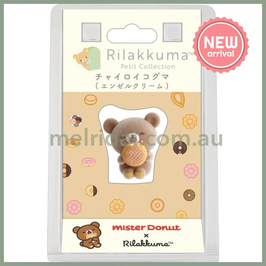 SAN-X | Rilakkuma x Mister Donut Chairoikoguma Petit Flocked Mini Figure 35x30x30mm