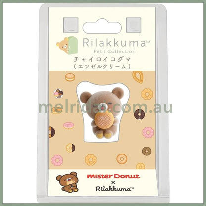 SAN-X | Rilakkuma x Mister Donut Chairoikoguma Petit Flocked Mini Figure 35x30x30mm