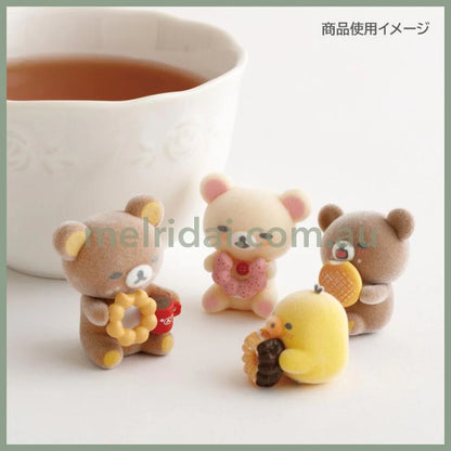 SAN-X | Rilakkuma x Mister Donut Chairoikoguma Petit Flocked Mini Figure 35x30x30mm