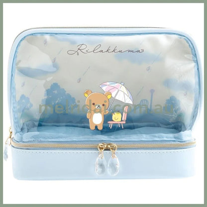 SAN-X | Rilakkuma Pen Case Pencil Pouch Cosmetic Pouch Display Bag 160×200×90mm (Umbrella Rain then Sunny)