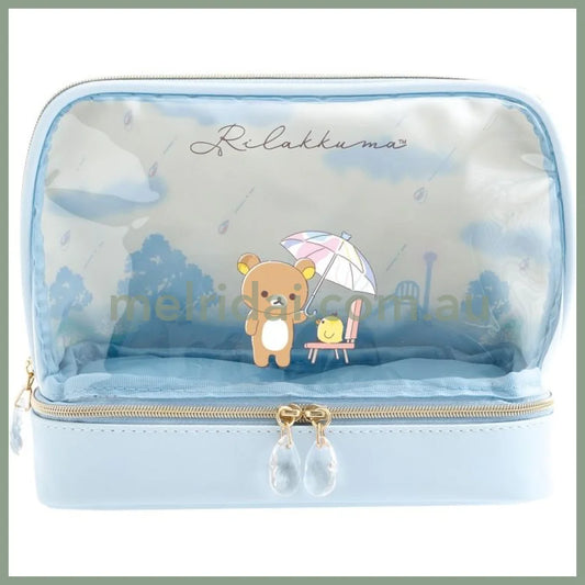 SAN-X | Rilakkuma Pen Case Pencil Pouch Cosmetic Pouch Display Bag 160×200×90mm (Umbrella Rain then Sunny)