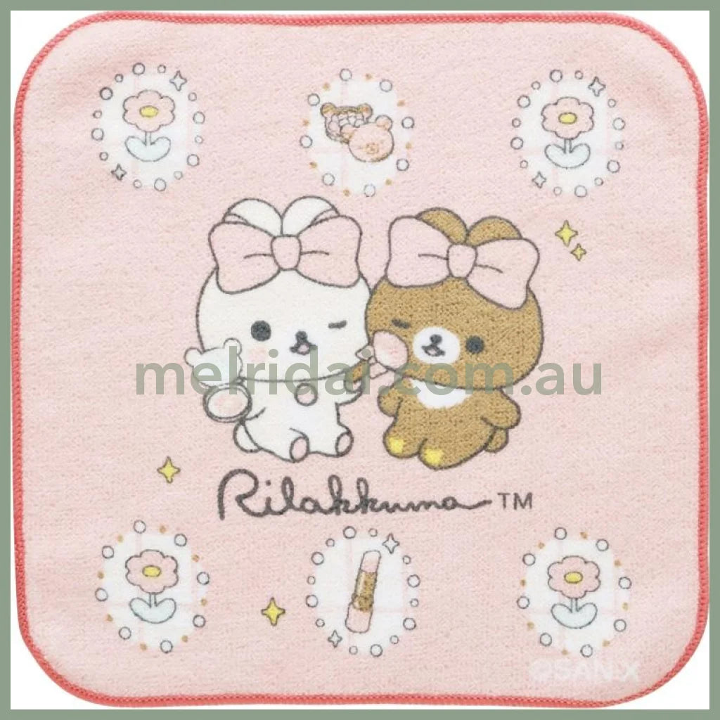SAN-X | Rilakkuma Petit Towel Makeup Pink Mini Towel Handkerchief 200mm (Rilakkuma Makeup)