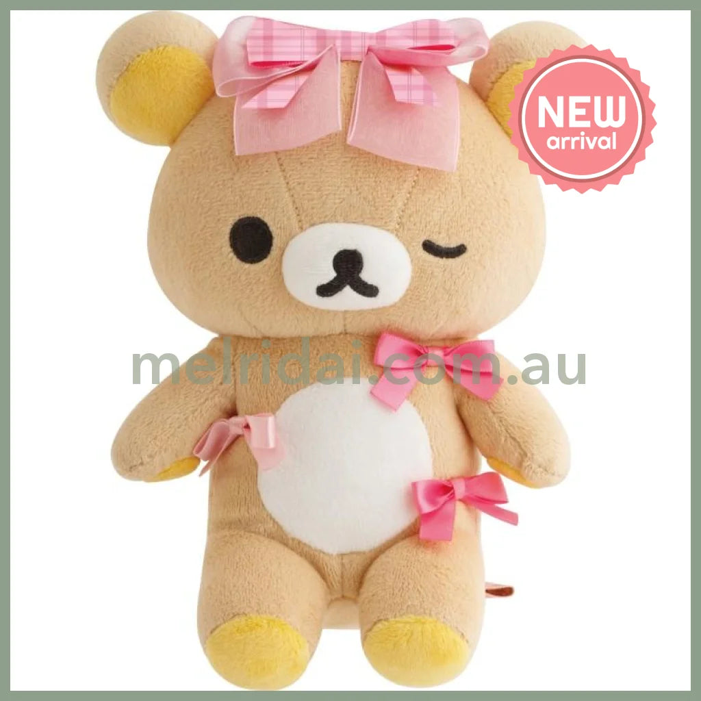 SAN-X | Rilakkuma Plush Doll Plush Toy Ribbon Wink 190×150×105mm (Makeup Rilakkuma