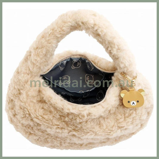 SAN-X | Rilakkuma Plush Hand Bag 180×300×80mm (New Basic BOA ITEMS Moko Moko Fluffy)