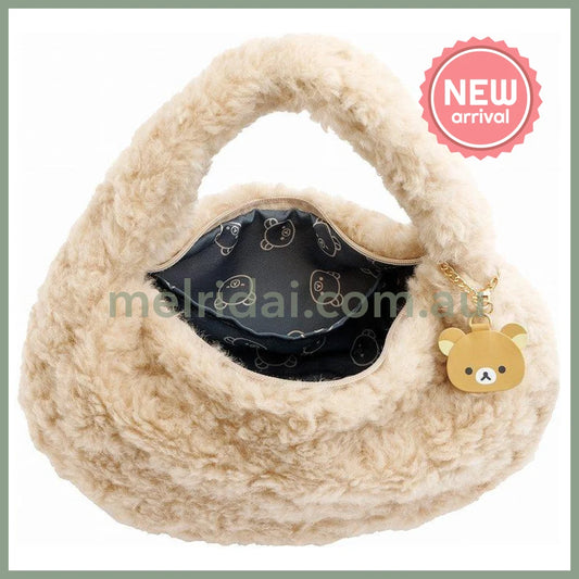 SAN-X | Rilakkuma Plush Hand Bag 180×300×80mm (New Basic BOA ITEMS Moko Moko Fluffy)