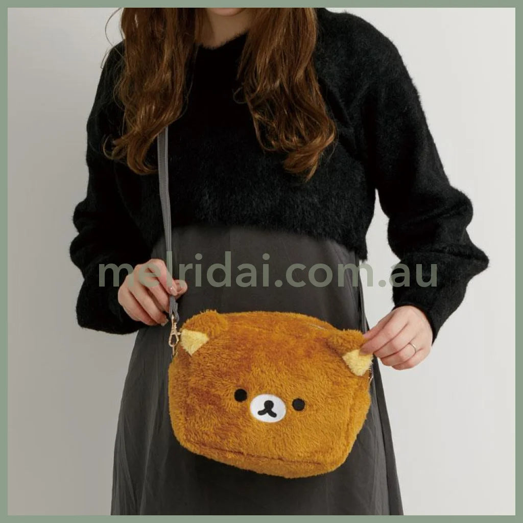 SAN-X | Rilakkuma Plush Shoulder Bag Face Brown 150×200×80mm (Stay With Me)