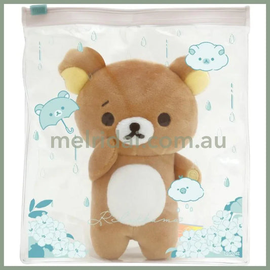 SAN-X | Rilakkuma Plush Troubled Face Wrinkled Ear 140×110×40mm (Umbrella Rain then Sunny)