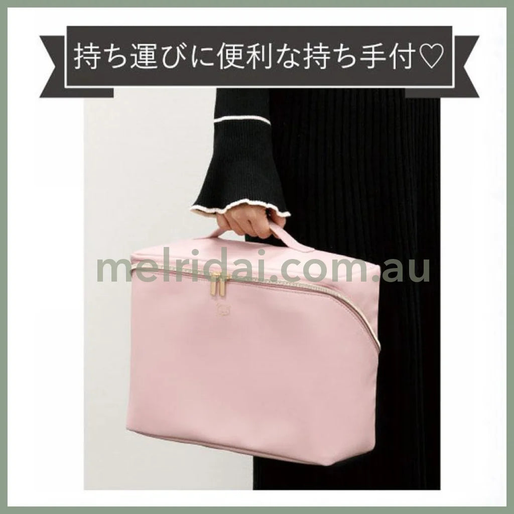 SAN-X | Rilakkuma Portable Desk Organizer Vanity Pouch Stand Big Pouch Cosmetic Pouch 250×320×130mm (Pink)