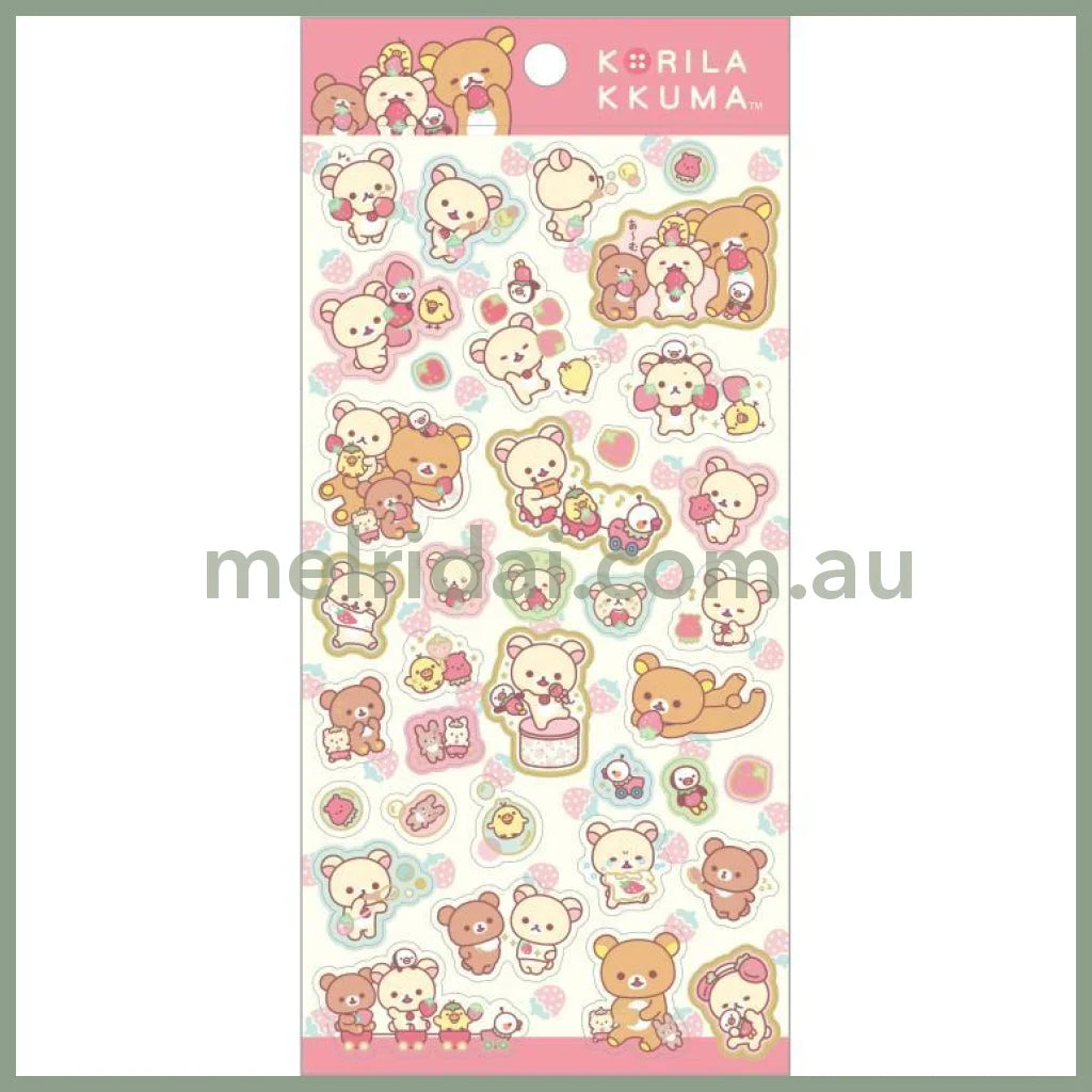 SAN-X | Rilakkuma Sheet Sticker (Full of Strawberry Day)