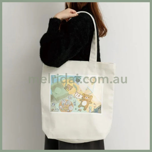 SAN-X | Rilakkuma Tote Bag White 400×390×100mm (Stay With Me)