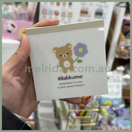 San-X | Square Memo Pad White 100×100mm (Basic Rilakkuma Flower)