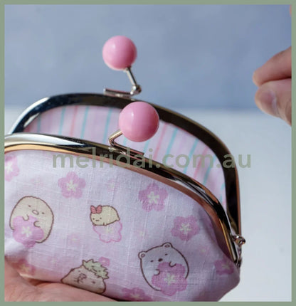 San - X | Sumikko Gurashi Clasp Purse Sakura Limited W120×H90×D40Mm (L) 角落生物 粉色樱花口金包/零钱包/硬币包（大号）