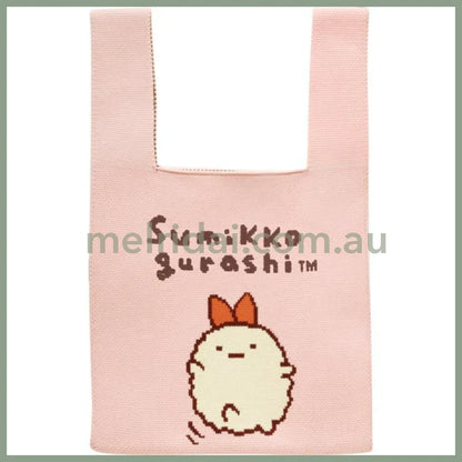 SAN-X | Sumikko Gurashi Ebifurai no Shippo Jacquard Woven Mini Tote Bag Knit Bag 360×200mm(Basic Rilakkuma Flower)