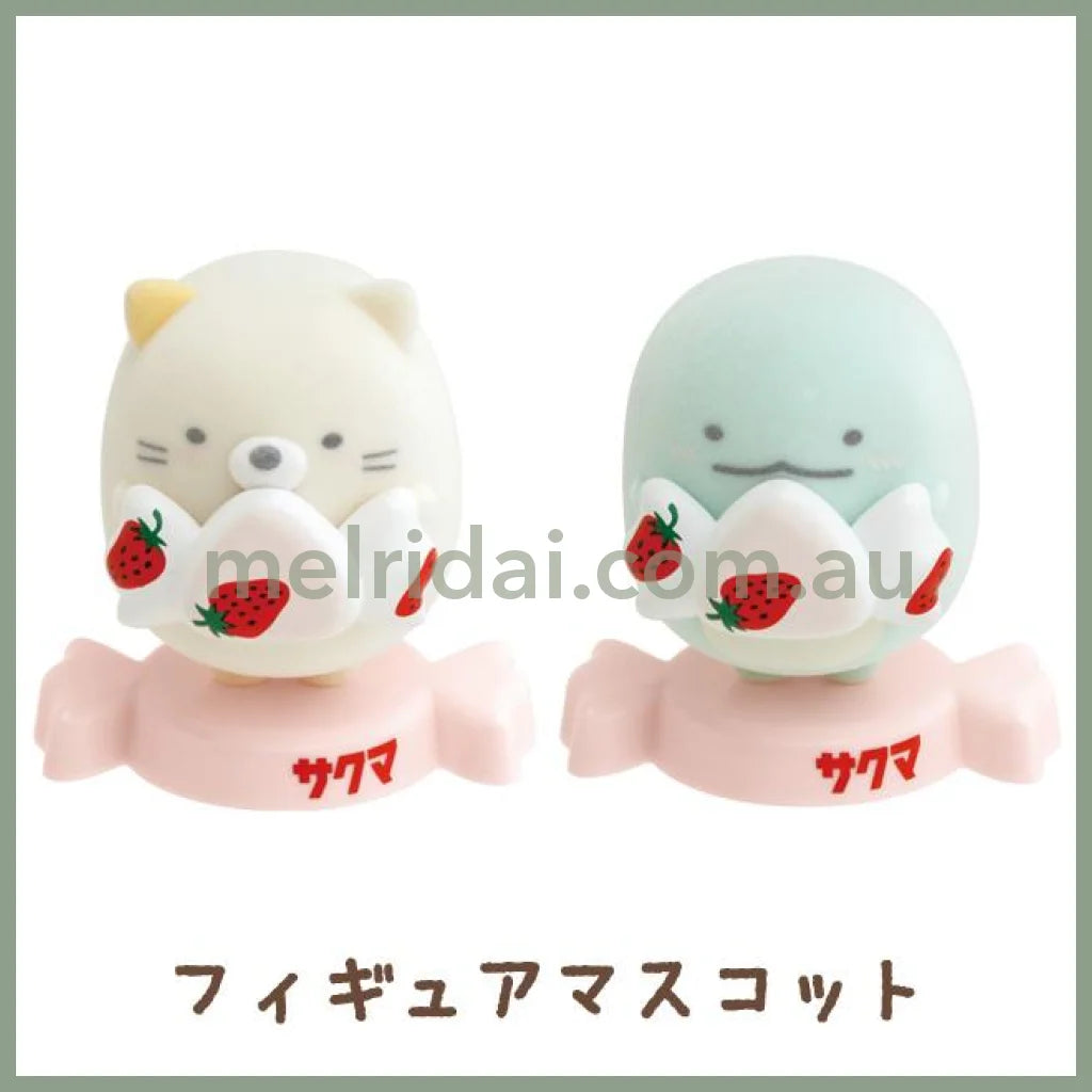 San-X | Sumikko Gurashi Flocked Figure 70×70×60Mm (Sakuma Strawberry Milk Candy)