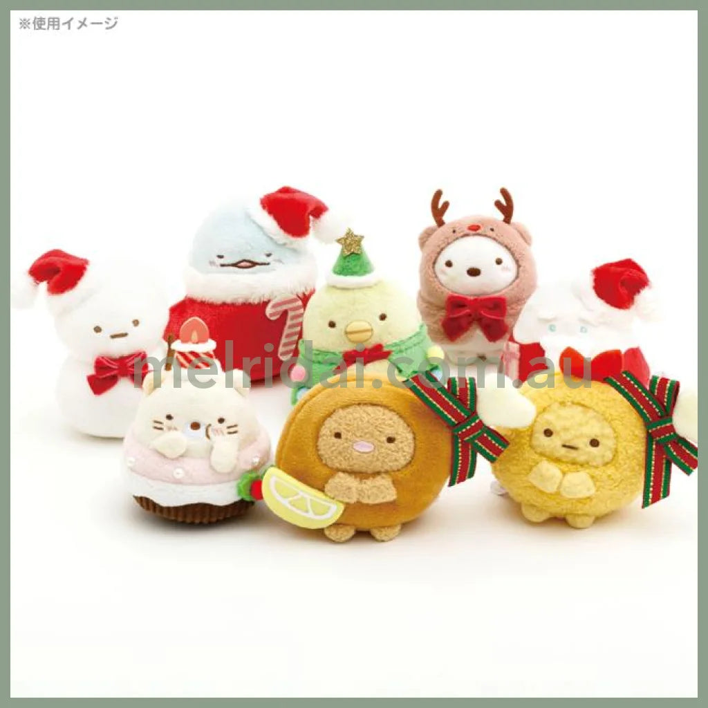 San-X | Sumikko Gurashi Fried Shrimp & Tonkatsu Mini Tenori Plush Set H65×W100×D55Mm Each(Christmas)