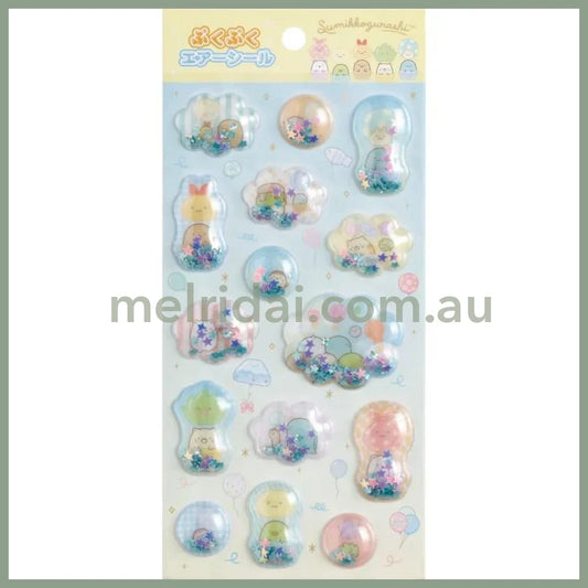SAN-X | Sumikko Gurashi Puku Puku Air Sticker Shake Shake Capsule Seal - Blue Yellow 200×95mm (Balloon Sky)